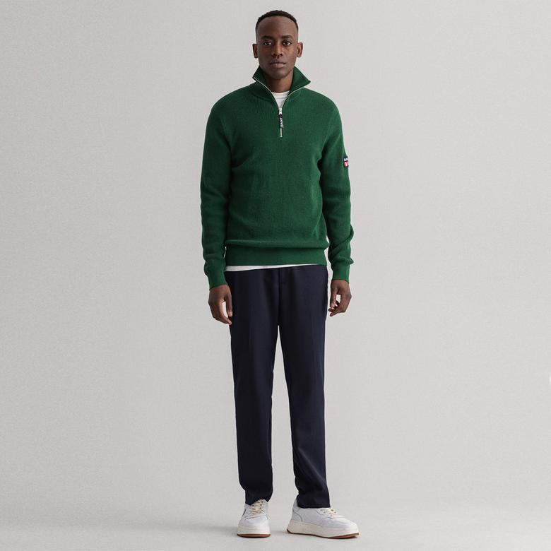 GANT Erkek Yeşil Regular Fit Yarım Fermuarlı Kazak