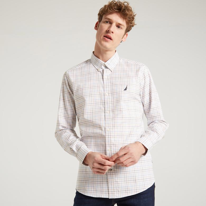 NAUTICA ERKEK KAHVERENGİ SLIM FIT EKOSE GÖMLEK