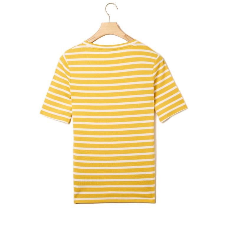 Lacoste Kadın Çizgili Sarı T-Shirt