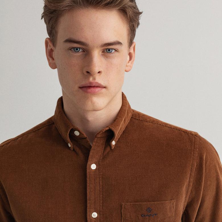 GANT Erkek Kahverengi Kadife Regular Fit Gömlek