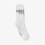 Lacoste Unisex Uzun Baskılı Beyaz Çorap