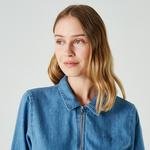 Lacoste Kadın Loose Fit Truvakar Kollu Fermuarlı Açık Mavi Elbise