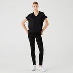 Lacoste Kadın Relaxed Fit V Yaka Siyah T-Shirt