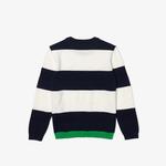 Lacoste Erkek Çocuk  Bisiklet Yaka Çizgili Lacivert Kazak