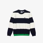 Lacoste Erkek Çocuk  Bisiklet Yaka Çizgili Lacivert Kazak
