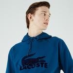 Lacoste Erkek Kapüşonlu Baskılı Mavi Sweatshirt