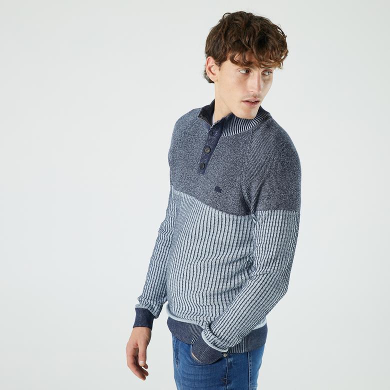 Lacoste Erkek Regular Fit Düğmeli Yaka Lacivert Kazak