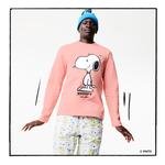 Lacoste x Peanuts Erkek Regular Fit Uzun Kollu Bisiklet Yaka Baskılı Pembe T-Shirt