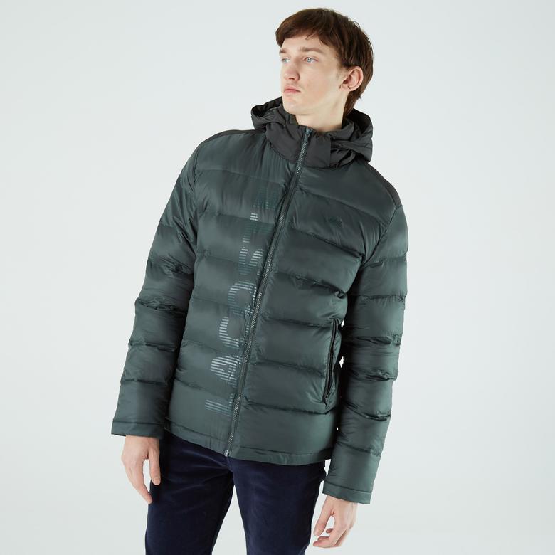 Lacoste Erkek Kapüşonlu Kapitone Yeşil Mont