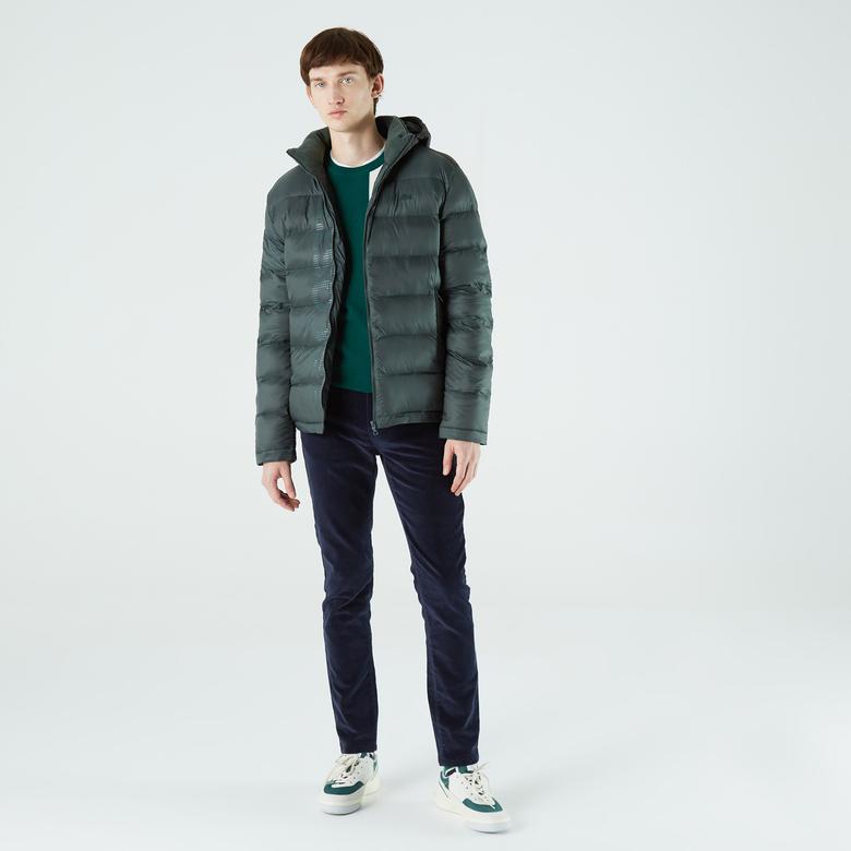 Lacoste Erkek Kapüşonlu Kapitone Yeşil Mont