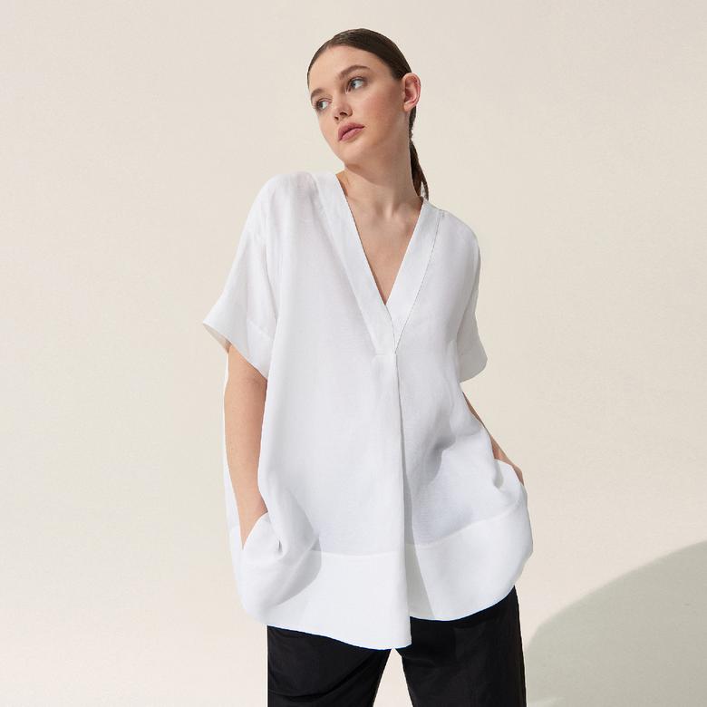 BAQA Oversize Kadın Ekru Bluz