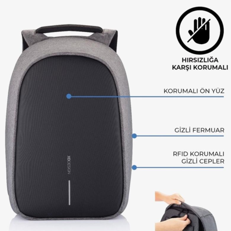 XD Design Bobby Hero Small Unisex Gri Sırt Çantası