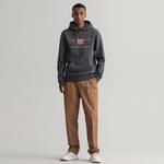 Gant Erkek Gri Regular Fit Kapüşonlu Logolu Sweatshirt