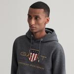 Gant Erkek Gri Regular Fit Kapüşonlu Logolu Sweatshirt