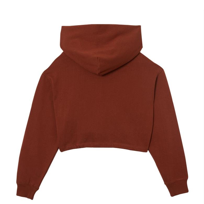 Guess Go Selena Crop Kadın Kırmızı Kapüşonlu Sweatshirt