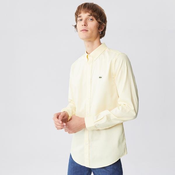 Lacoste Erkek Slim Fit Sarı Gömlek