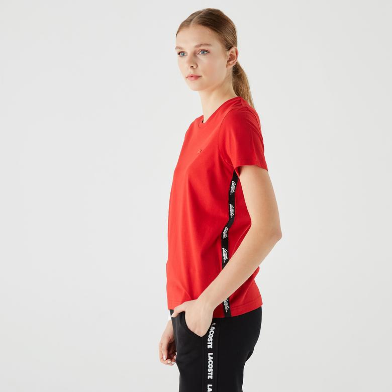Lacoste Kadın Slim Fit Bisiklet Yaka Kırmızı T-Shirt