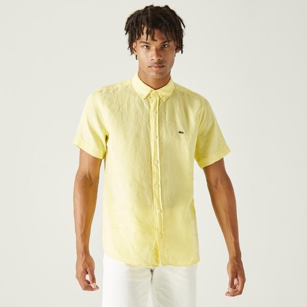 Lacoste Erkek Regular Fit Kısa Kollu Sarı Gömlek
