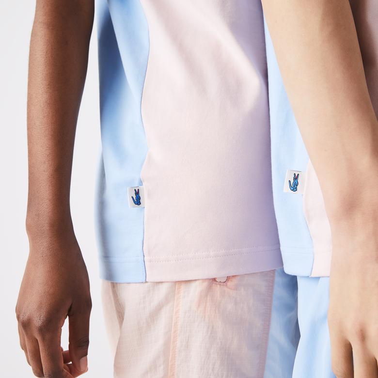 Lacoste L!VE Unisex Relaxed Fit Bisiklet Yaka Renk Bloklu Pembe T-Shirt