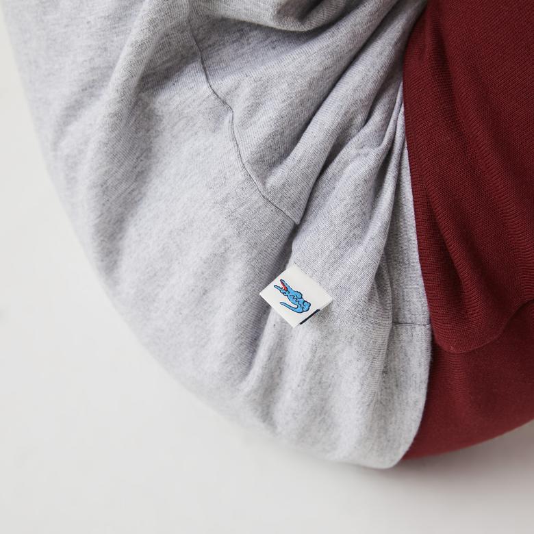 Lacoste L!VE Unisex Relaxed Fit Bisiklet Yaka Renk Bloklu Gri T-Shirt
