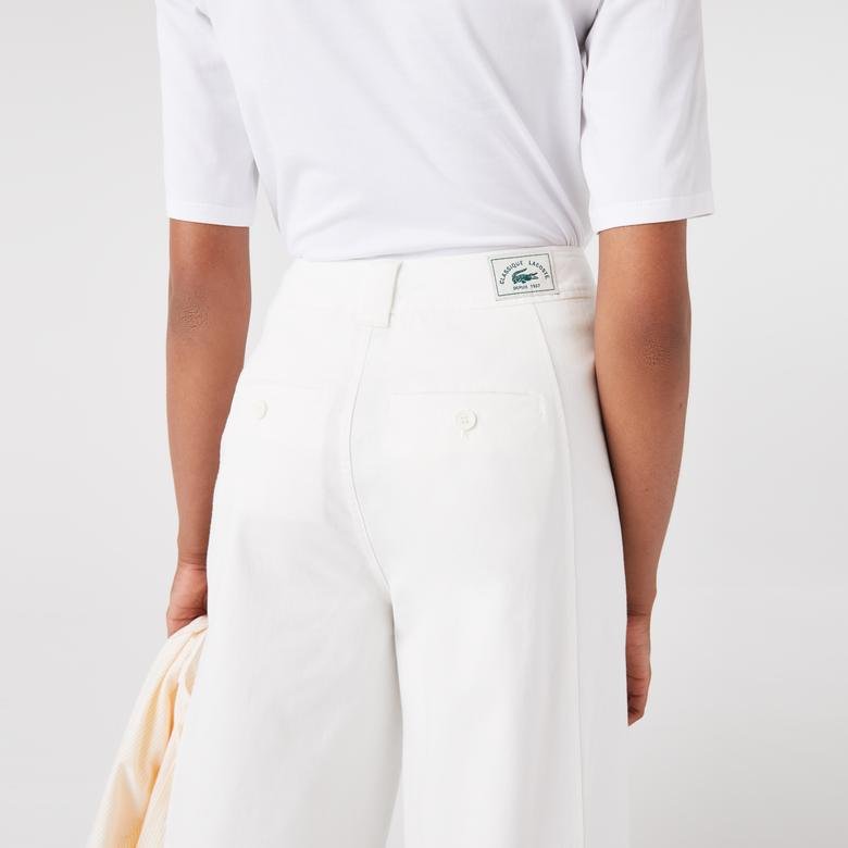 Lacoste Kadın Classic Fit Beyaz Pantolon