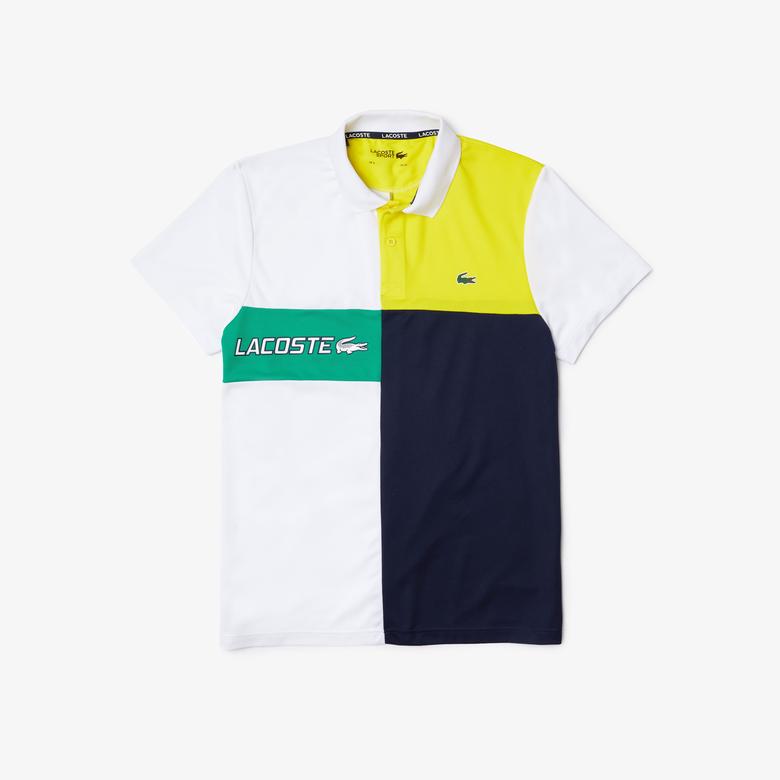 Lacoste SPORT Erkek Regular Fit Renk Bloklu Beyaz Polo
