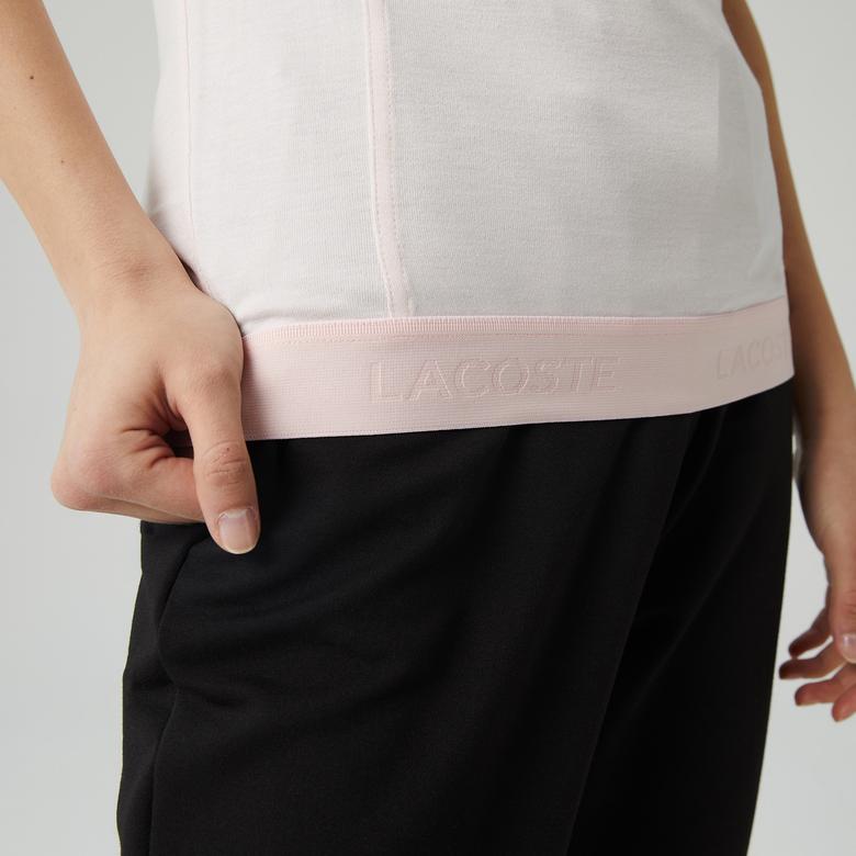 Lacoste Kadın Relaxed Fit Kayık Yaka Pembe T-shirt