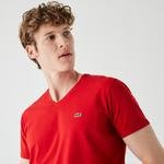 Lacoste Erkek Slim Fit V Yaka Kırmızı T-Shirt