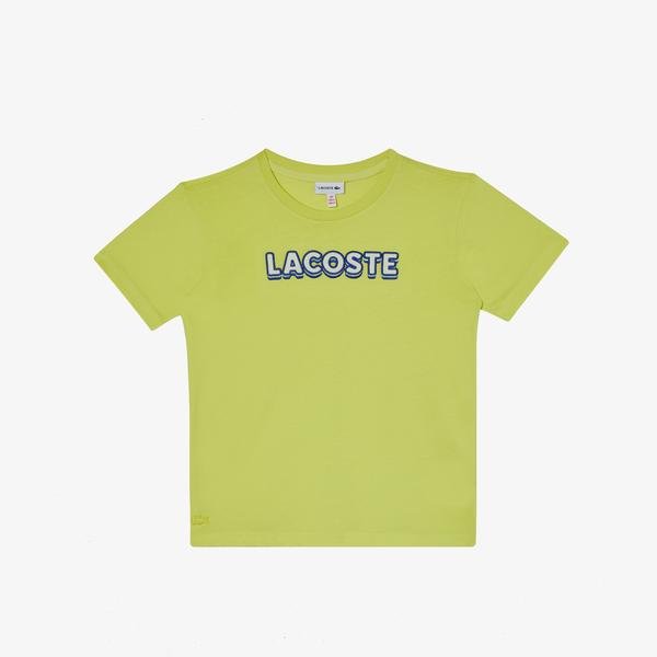 Lacoste Kız Çocuk Bisiklet Yaka Baskılı Sarı T-Shirt