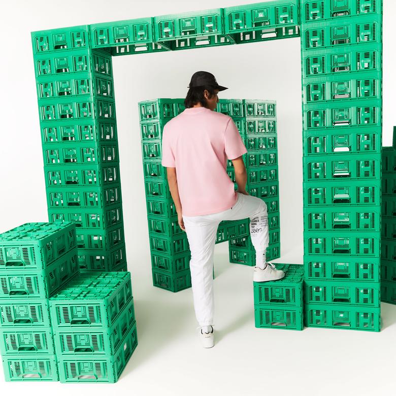 Lacoste X Minecraft Erkek Relaxed Fit Bisiklet Yaka Baskılı Pembe T-Shirt