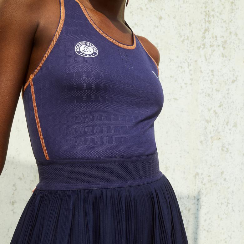 Lacoste Rolland Garros Kadın Slim Fit Kolsuz Bisiklet Yaka Lacivert Elbise