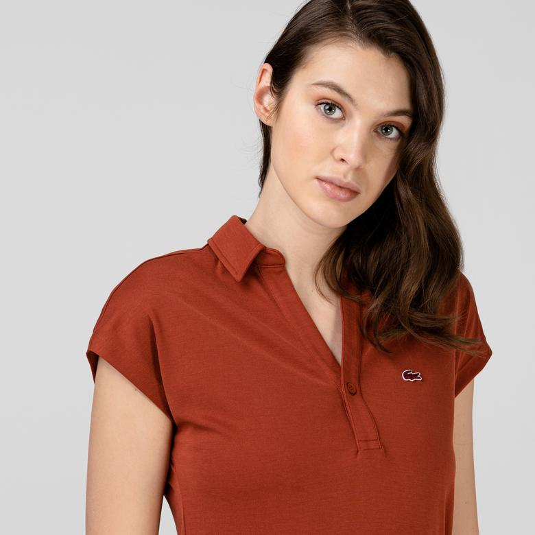Lacoste Kadın Kısa Kollu Kiremit Elbise