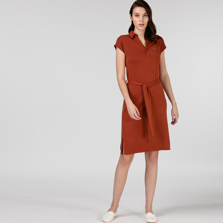 Lacoste Kadın Kısa Kollu Kiremit Elbise