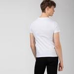 Lacoste Erkek Slim Fit Bisiklet Yaka Baskılı Beyaz T-Shirt