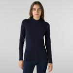 Lacoste Kadın Slim Fit Uzun Kollu Yarım Yaka Lacivert T-Shirt