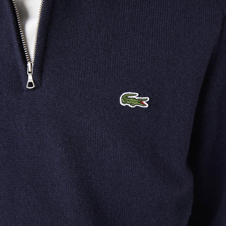 Lacoste Erkek Regular Fit Uzun Kollu Dik Yaka Lacivert Triko