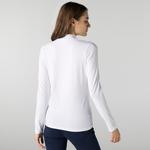 Lacoste Kadın Slim Fit Uzun Kollu Boğazlı Yaka Beyaz T-Shirt