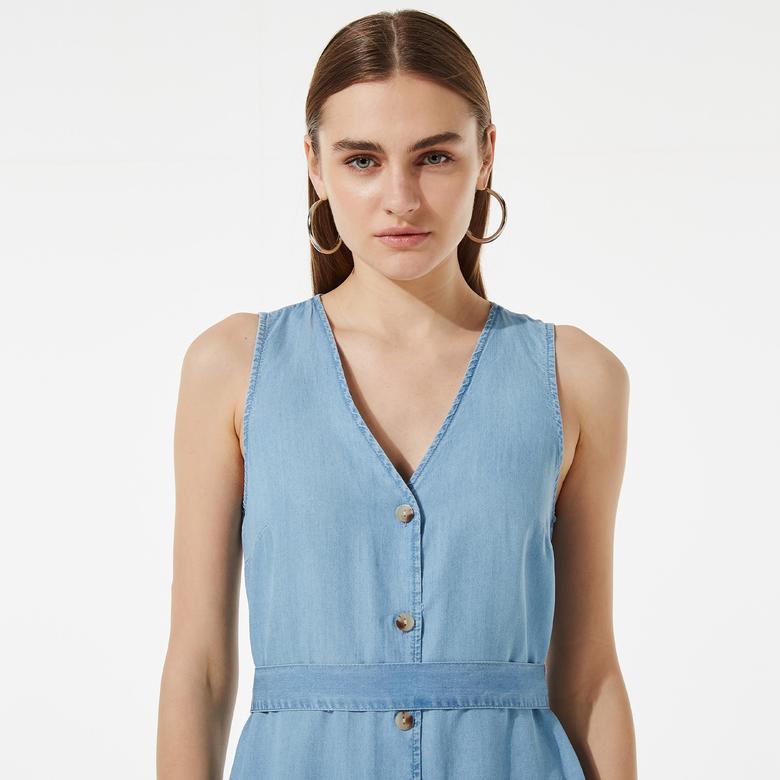 Vero Moda Viviana Kadın Mavi Kısa Elbise