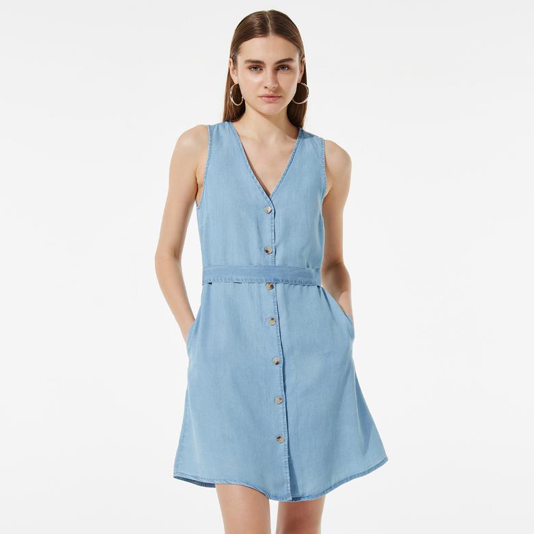 Vero Moda Viviana Kadın Mavi Kısa Elbise