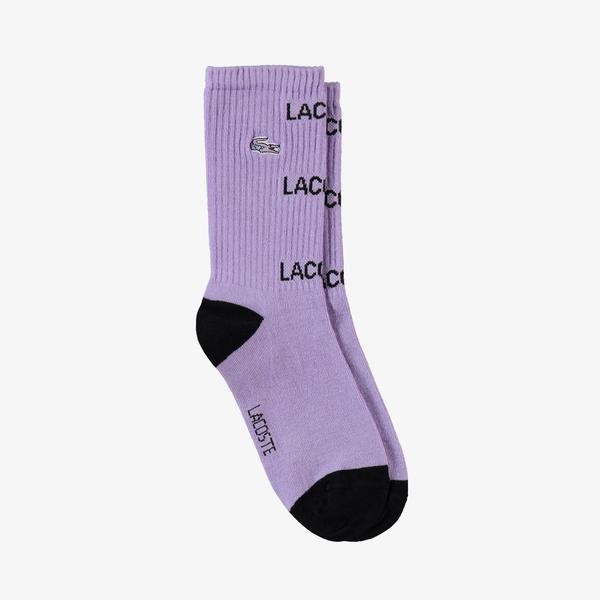 Lacoste Kadın Baskılı Mor Çorap