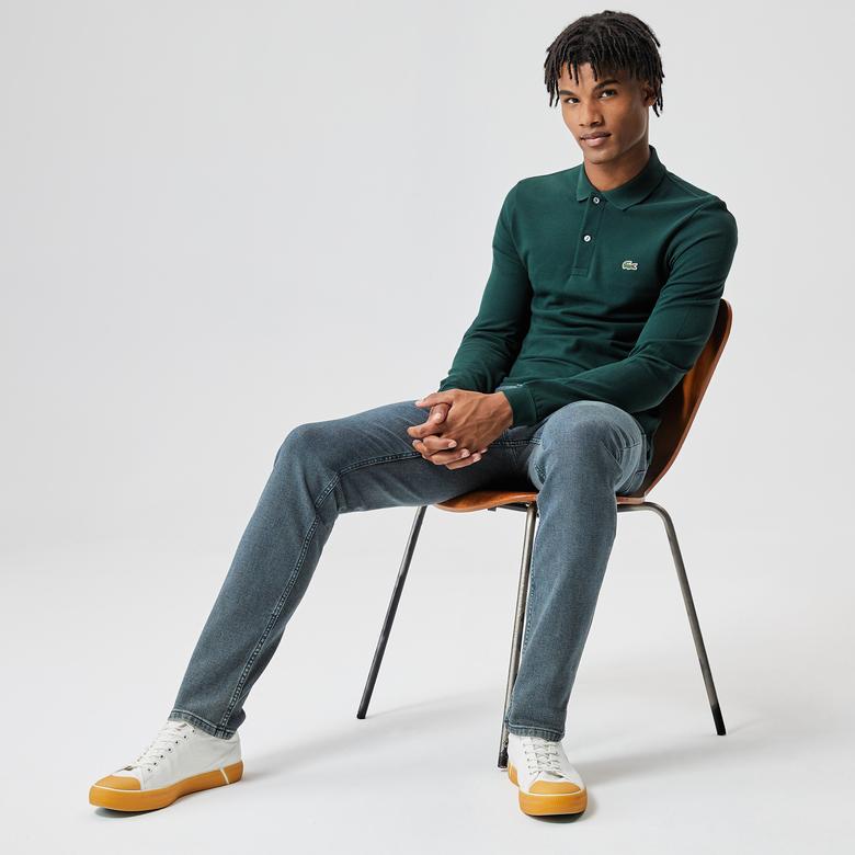Lacoste L.12.12 Erkek Slim Fit Uzun Kollu Koyu Yeşil Polo