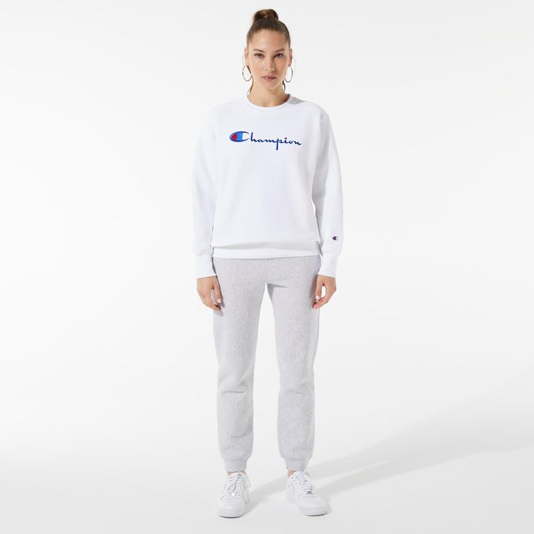 Champion Crewneck Kadın Beyaz Sweatshirt