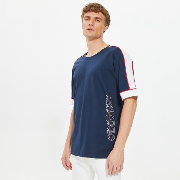 Nautica Erkek Lacivert Oversize Kısa Kollu T-Shirt