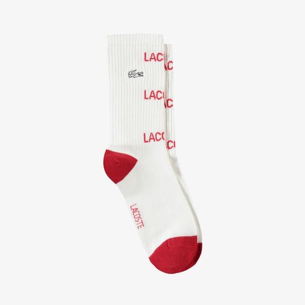 Lacoste Kadın Baskılı Beyaz Çorap