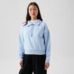 Lacoste Kadın Regular Fit Dik Yaka Açık Mavi Sweatshirt