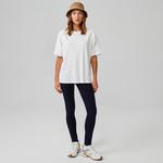 Lacoste Kadın Relaxed Fit Bisiklet Yaka Ekru T-Shirt