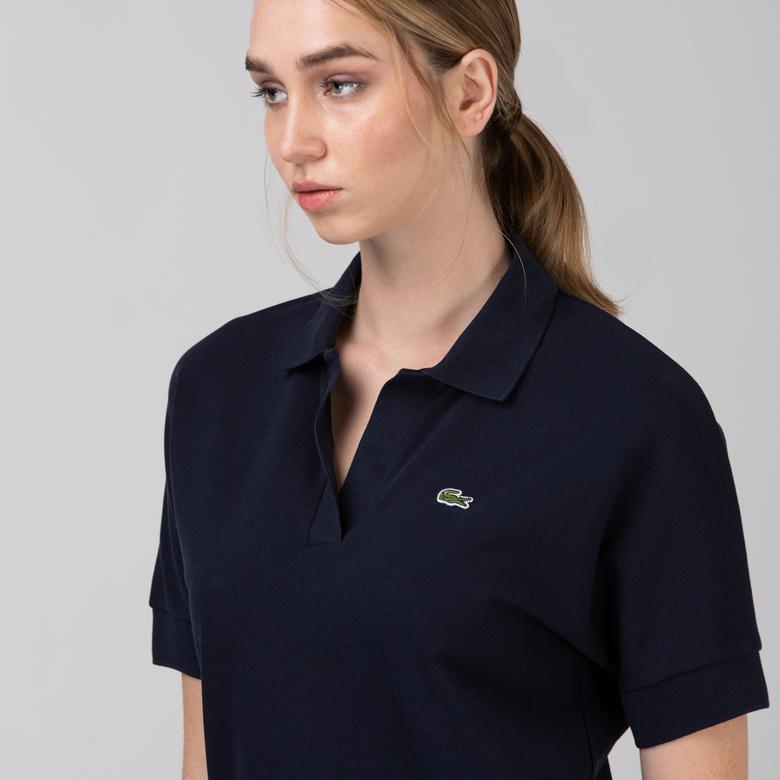 Lacoste Kadın Loose Fit Lacivert Polo