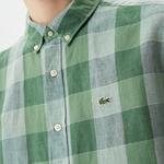 Lacoste Erkek Slim Fit Ekose Düğmeli Yaka Yeşil Gömlek