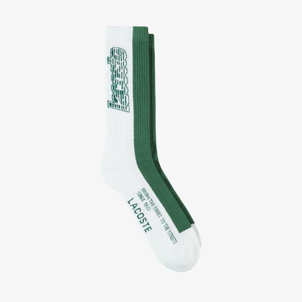 Lacoste Unisex Baskılı Yeşil Uzun Çorap