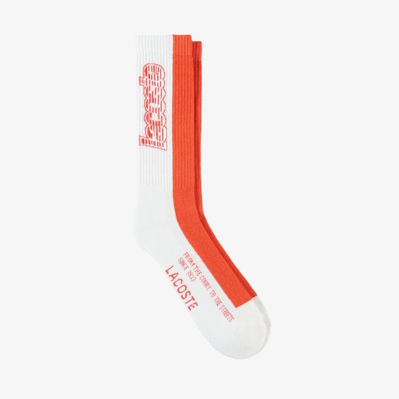 Lacoste Unisex Uzun Baskılı Turuncu Çorap